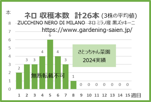 ズッキーニ立体栽培 収穫本数 ネロ NERO DI MILANO